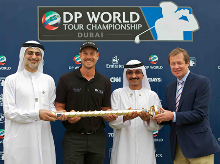 Stenson with the Race to Dubai trophy