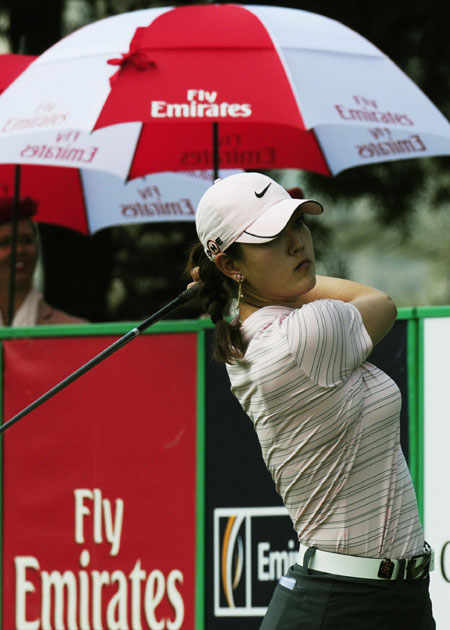 Michelle Wie in action on the second day of the Omega Dubai Ladies Masters.
