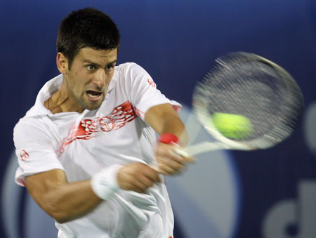 Novak Djokovic at Barclays Dubai Tennis Championship