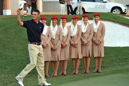 Martin Kaymer, who finished 13th in the Dubai World Championship, salutes the crowd after being crowned Race to Dubai champion.