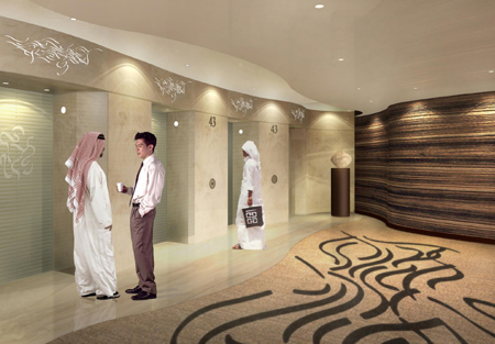 An impression of the Burj Dubai Elevator Lobby