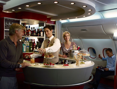 Emirates A380 onboard lounge