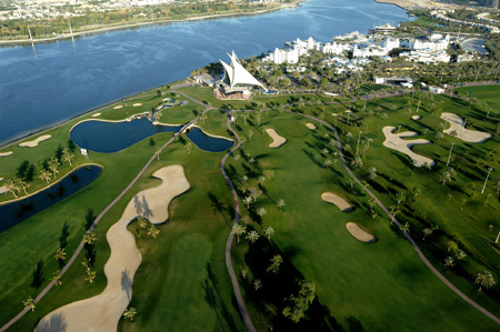 Aerial view of Dubai Creek Golf Club