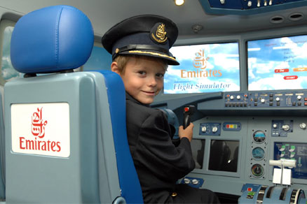 Emirates pilot at KidZania at The Dubai Mall